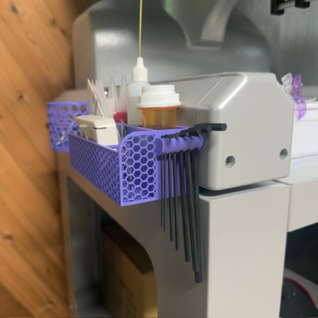 Embroidery tools organized for a Melco