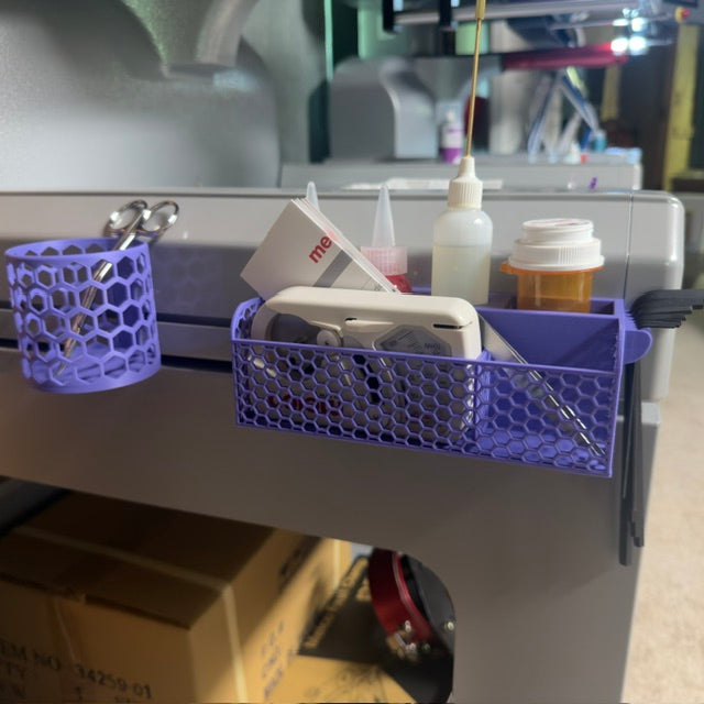 Embroidery tools organized for a Melco