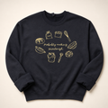 Black sourdough embroidered sweatshirt on a warm ivory studio background